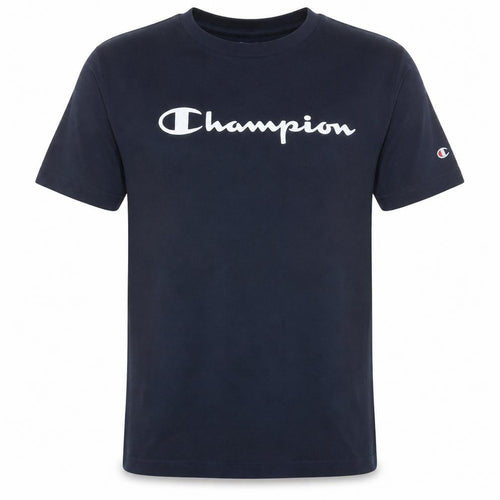 Champion Men's Blue Small Crew Neck Logo Graphic T-Shirt
