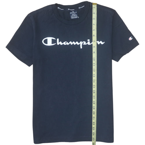 Champion Men's Blue Small Crew Neck Logo Graphic T-Shirt
