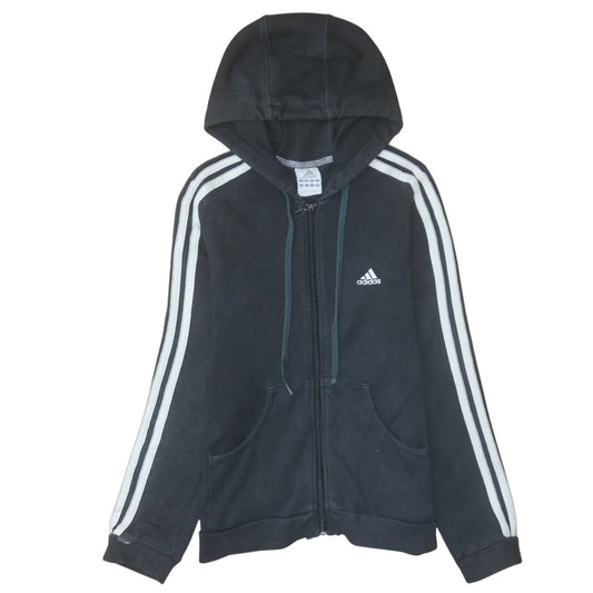 Adidas Womens Black Full Zip Hoodie Size 10 Hooded Sweatshirt