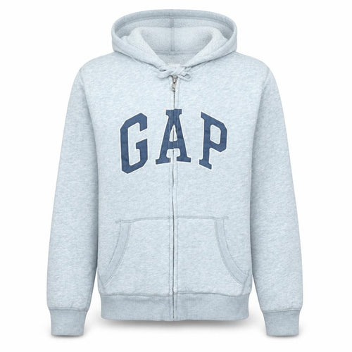 GAP Men's Grey Full Zip Hoodie M Fleece Lined Classic Logo