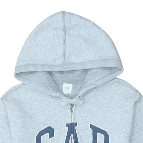 GAP Men's Grey Full Zip Hoodie M Fleece Lined Classic Logo