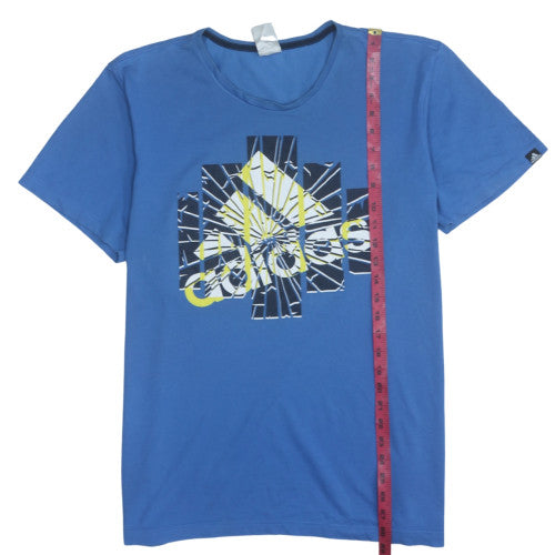 Adidas Men Blue Graphic Print XL Sports Cotton T-Shirt