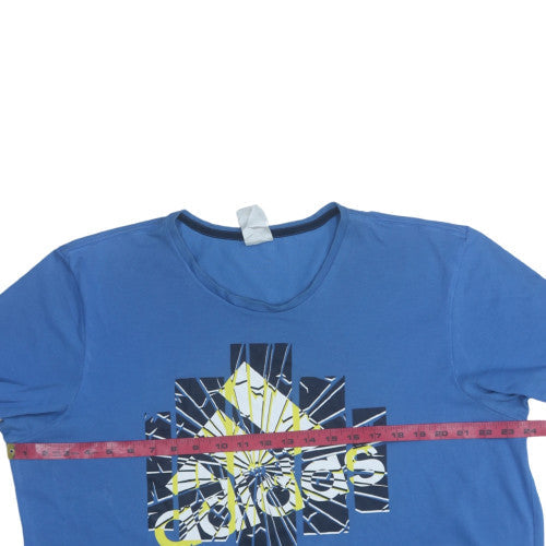 Adidas Men Blue Graphic Print XL Sports Cotton T-Shirt