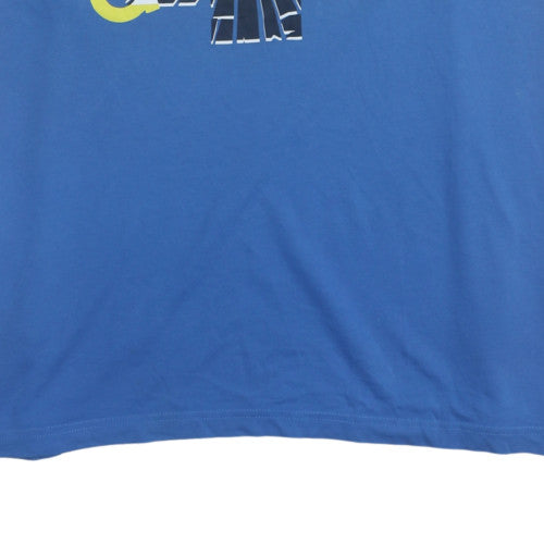 Adidas Men Blue Graphic Print XL Sports Cotton T-Shirt