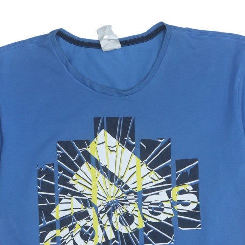 Adidas Men Blue Graphic Print XL Sports Cotton T-Shirt