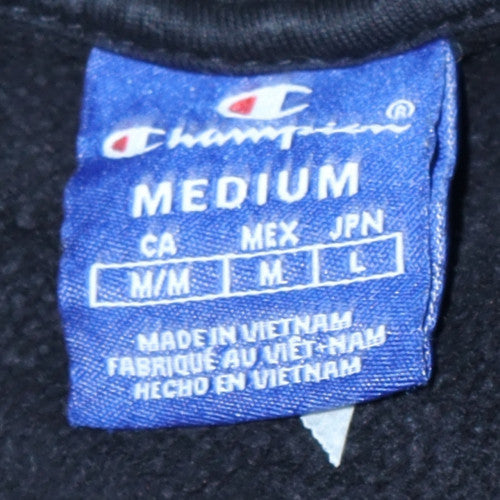 Champion Men's Black Pullover Hoodie Medium Logo Fleece Sweatshirt