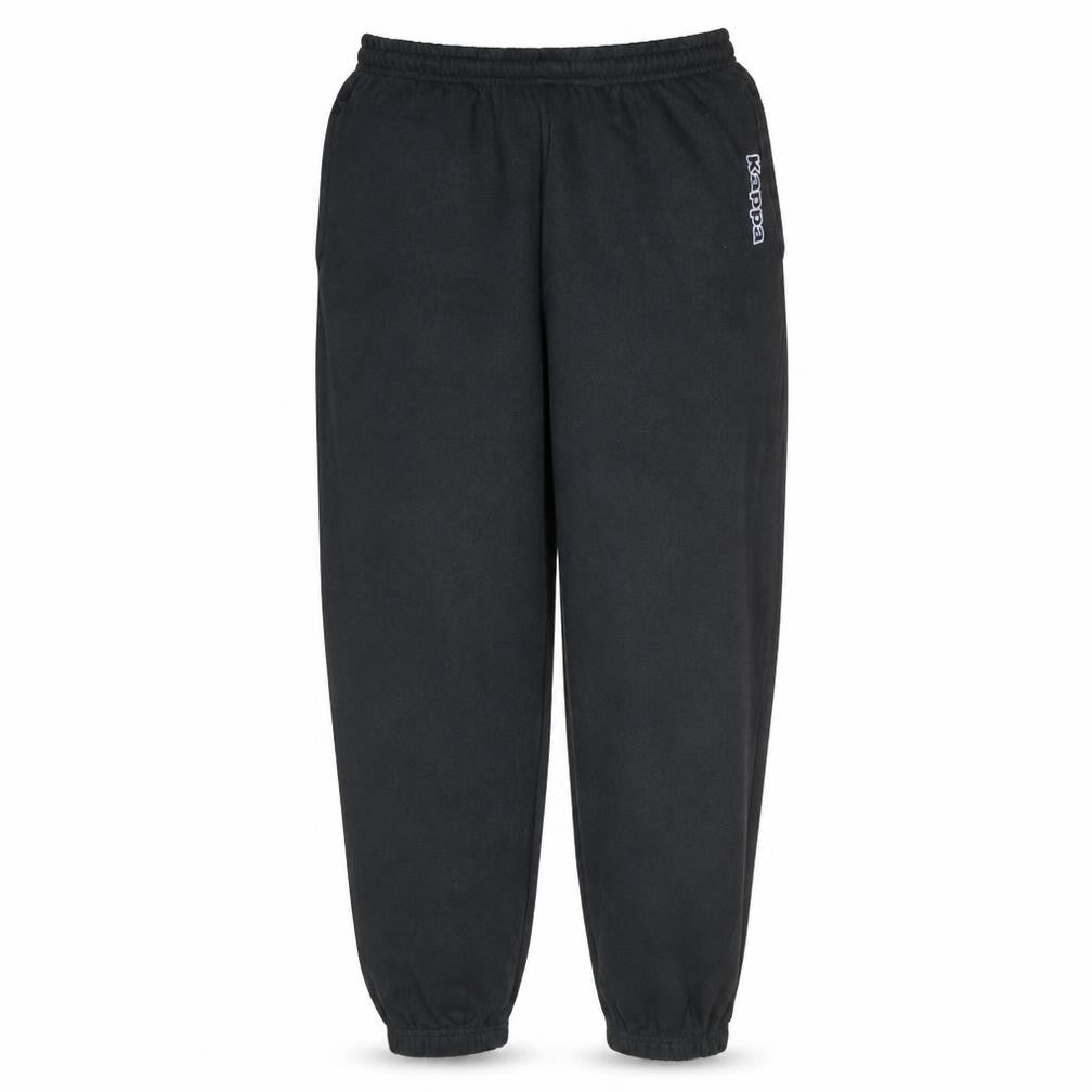 Front view of Kappa Men's Black Fleece Sweatpants, size L, Regular Fit Activewear