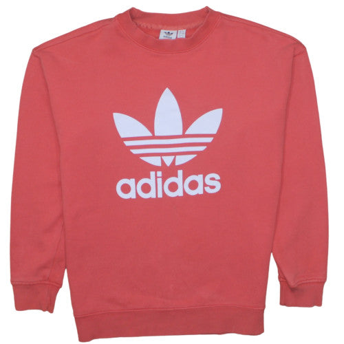 Adidas Women's Pink Logo Crew Neck Pullover Sweatshirt Size 8