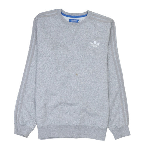 Adidas Mens Grey Pullover Sweatshirt M Crew Neck Fleece Sportswear