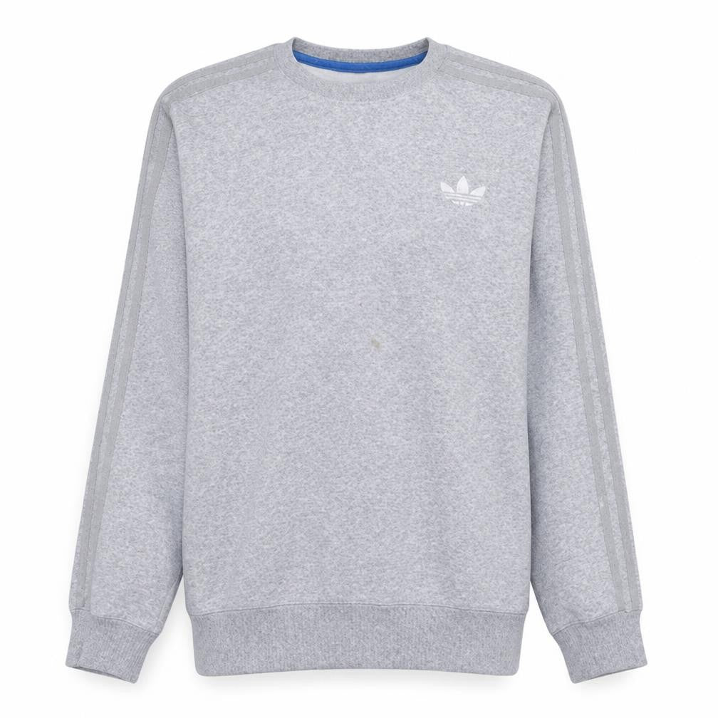 Front view of Adidas men’s grey pullover sweatshirt m crew neck fleece sportswear