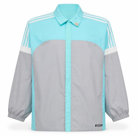 Front view of adidas Men's Blue Vintage Windbreaker Jacket, size M, Retro Sportswear