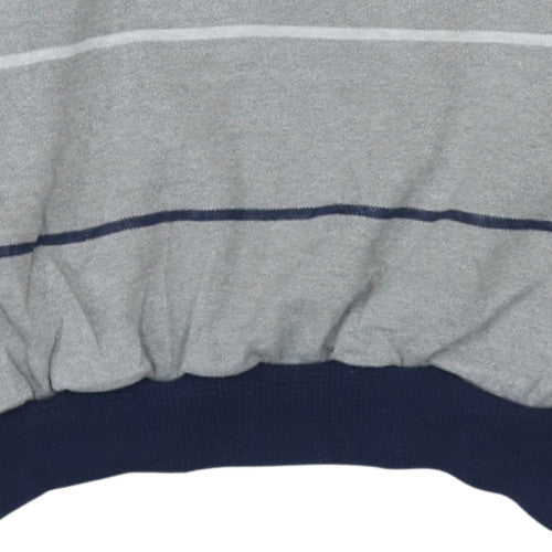 Adidas Mens Grey Navy Retro Crew Neck Striped Sweatshirt L