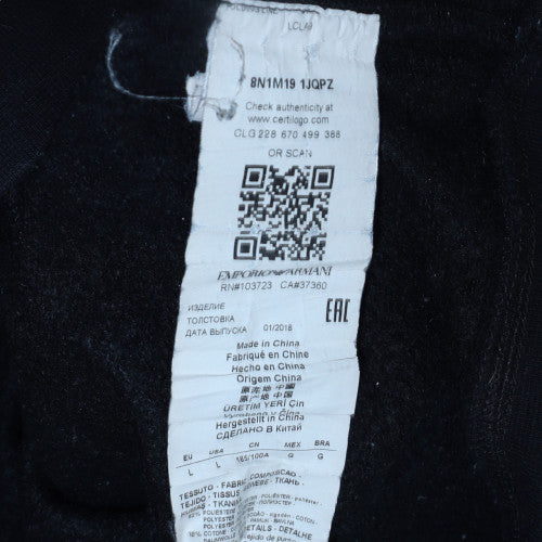 Emporio Armani Men's Black Cotton Blend Pullover Sweatshirt Size L