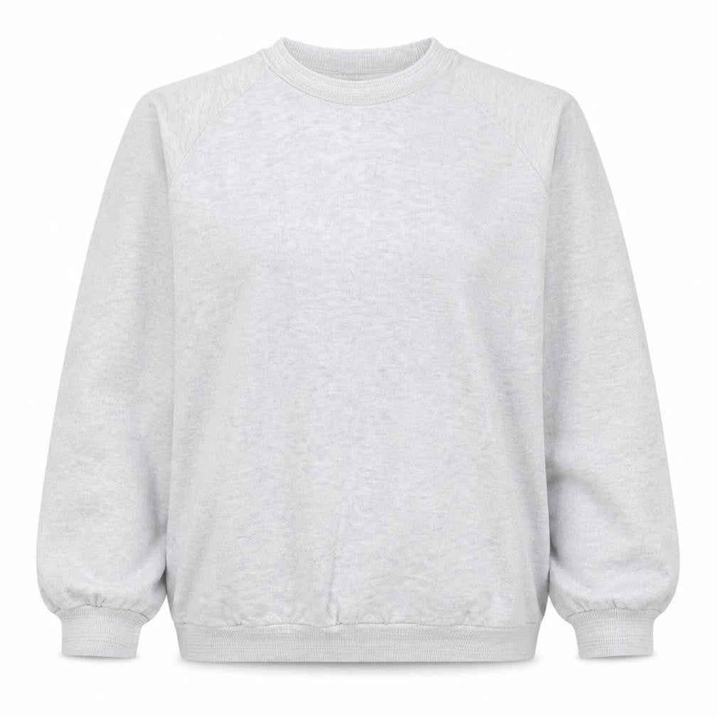 Front view of Nike women’s grey embroidered pullover sweatshirt, size L