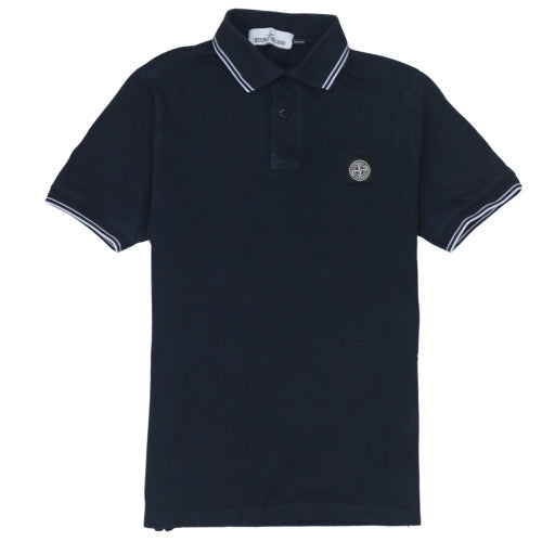 Stone Island Men's Navy Cotton Slim Fit Short Sleeve Polo Shirt Size S