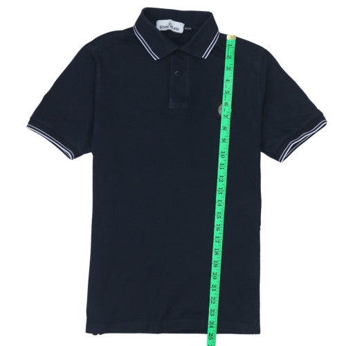 Stone Island Men's Navy Cotton Slim Fit Short Sleeve Polo Shirt Size S