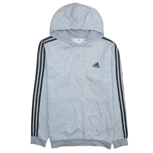 Adidas Mens Grey Pullover Hoodie L Classic 3-Stripes Sportswear