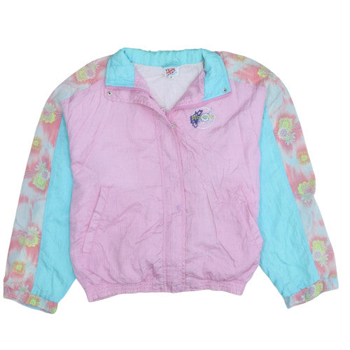 Reebok Womens Pink Blue 90s Bomber Jacket Small Nylon Vintage