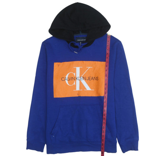 Calvin Klein Jeans Men's Blue Pullover Hoodie M Logo Design
