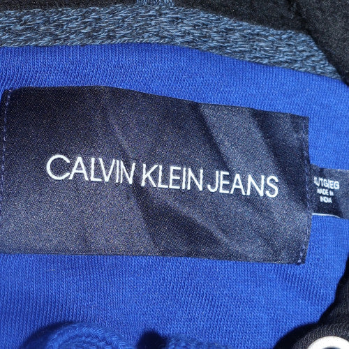 Calvin Klein Jeans Men's Blue Pullover Hoodie M Logo Design