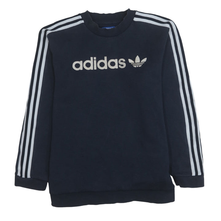 Adidas Mens Blue Pullover Sweatshirt M Logo Crew Neck Sportswear