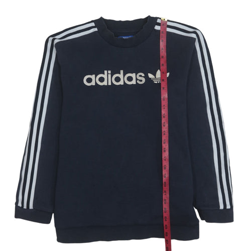 Adidas Mens Blue Pullover Sweatshirt M Logo Crew Neck Sportswear
