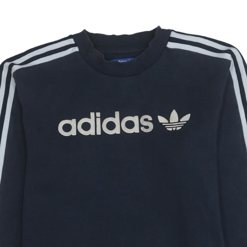 Adidas Mens Blue Pullover Sweatshirt M Logo Crew Neck Sportswear