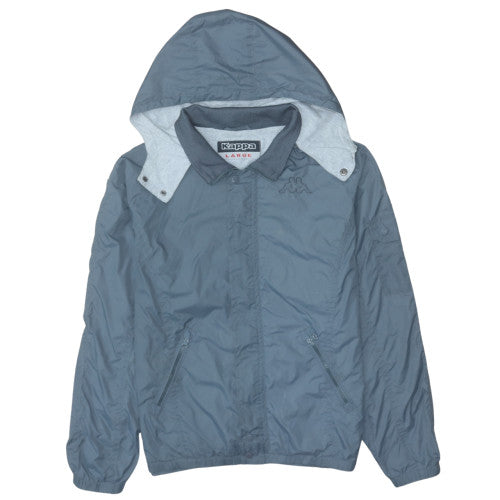 Kappa Men's Blue Nylon Hooded Windbreaker Jacket Size L