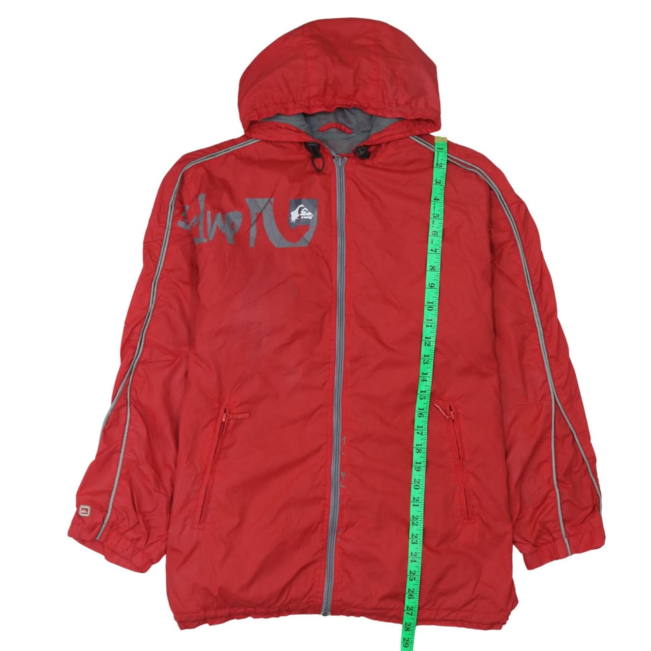 Quiksilver Womens Red Windbreaker Jacket Size 16 Hooded Full Zip