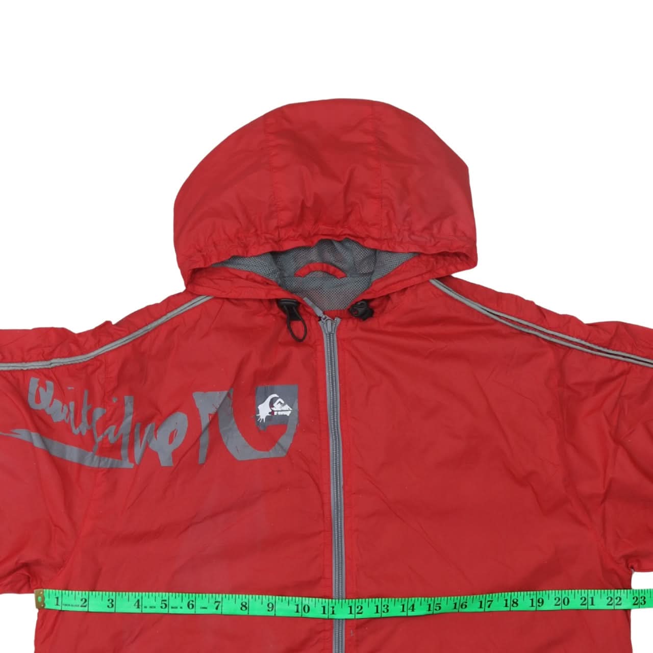 Quiksilver Womens Red Windbreaker Jacket Size 16 Hooded Full Zip