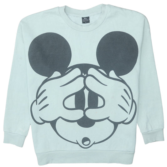 Disney Mickey Mouse Women's Light Blue Pullover Sweatshirt L 16-18