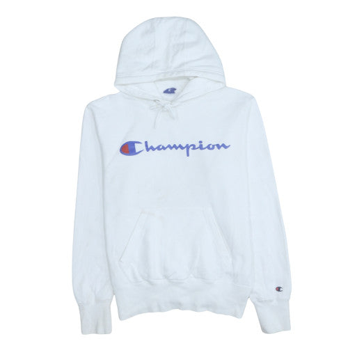 Champion Men's White Pullover Hoodie Medium Logo Graphic Sportswear