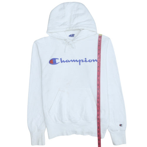 Champion Men's White Pullover Hoodie Medium Logo Graphic Sportswear