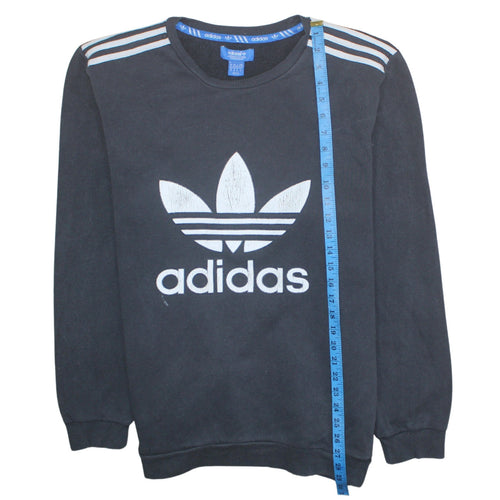 Adidas Mens Black XL Crew Neck Pullover Sweatshirt Logo Sportswear