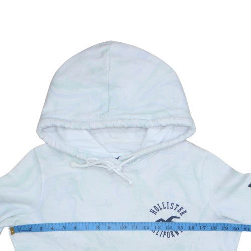 Hollister Women’s White Hoodie Medium Pullover Cotton Blend Logo Print