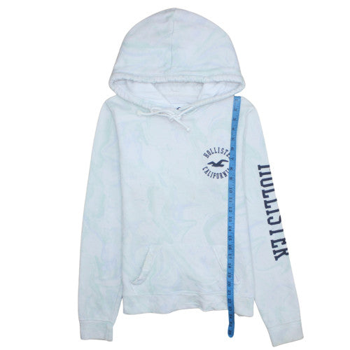 Hollister Women’s White Hoodie Medium Pullover Cotton Blend Logo Print
