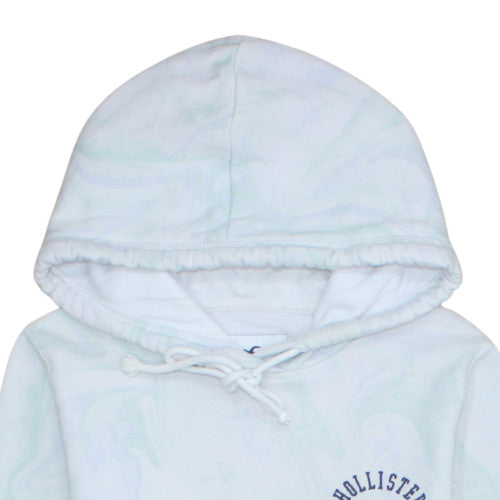 Hollister Women’s White Hoodie Medium Pullover Cotton Blend Logo Print
