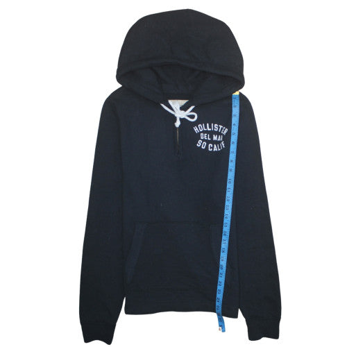 Hollister Men's Black Hoodie M 1/2 Zip Fleece Graphic Logo Pullover
