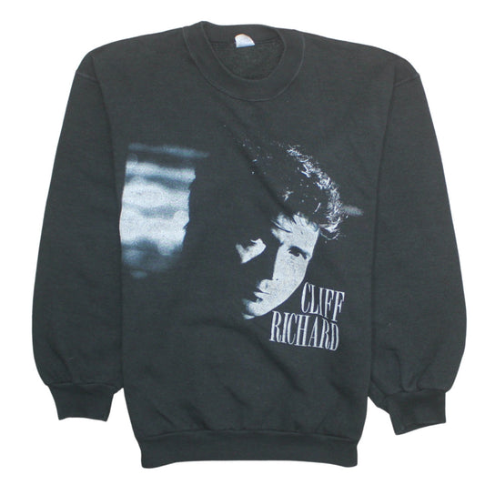 Vintage USA Cliff Richard Black Sweatshirt Women M 30th Anniversary Tour '88