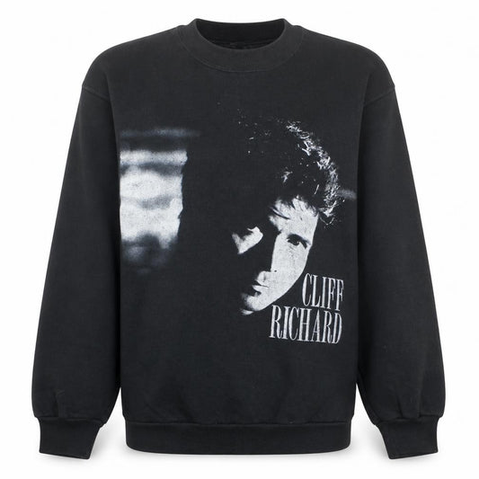 Vintage USA Cliff Richard Black Sweatshirt Women M 30th Anniversary Tour '88