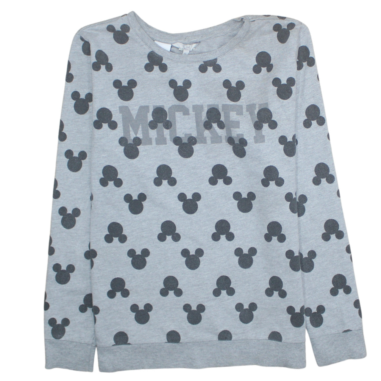Disney Women Grey Mickey Mouse Print Pullover Sweatshirt XL