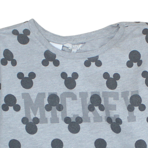 Disney Women Grey Mickey Mouse Print Pullover Sweatshirt XL