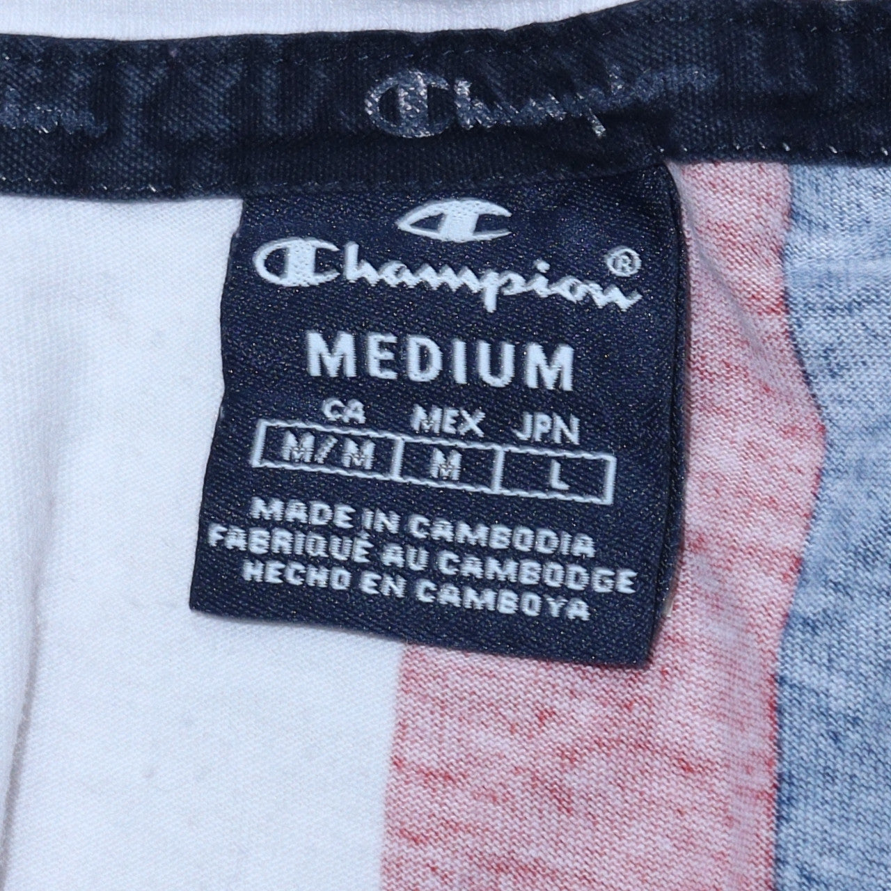 Champion Mens Multicoloured Striped Crew Neck Cotton T-Shirt M