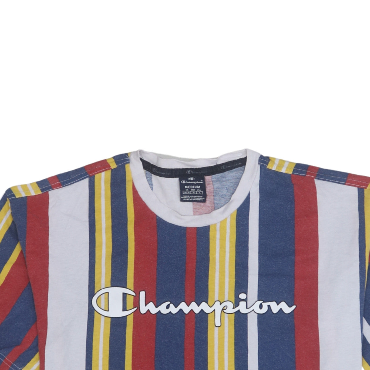Champion Mens Multicoloured Striped Crew Neck Cotton T-Shirt M