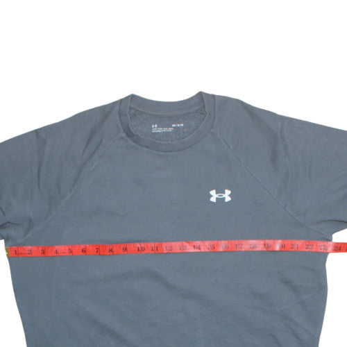 Under Armour Mens Grey Pullover Sweatshirt M Crew Neck Logo Fleece
