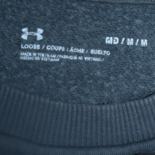 Under Armour Mens Grey Pullover Sweatshirt M Crew Neck Logo Fleece