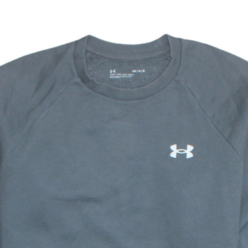 Under Armour Mens Grey Pullover Sweatshirt M Crew Neck Logo Fleece