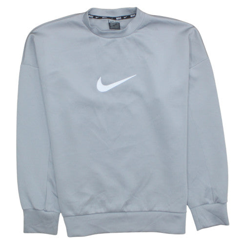 Nike Women Grey Crew Neck Pullover Sweatshirt M Relaxed Fit