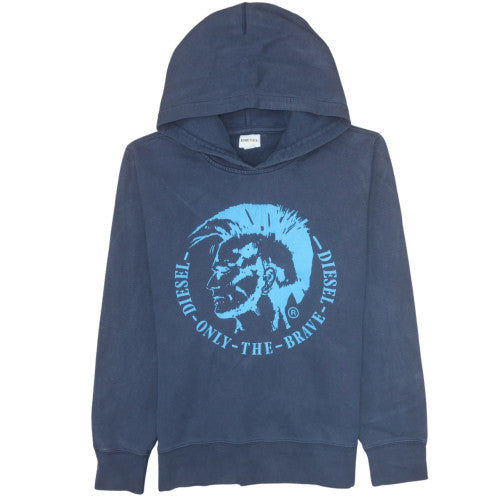 Diesel Men's Blue Pullover Hoodie M Graphic Print Cotton