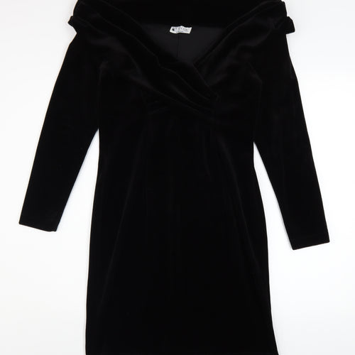 Classic by Freemans Women's Black Velvet Bodycon Dress Size 14